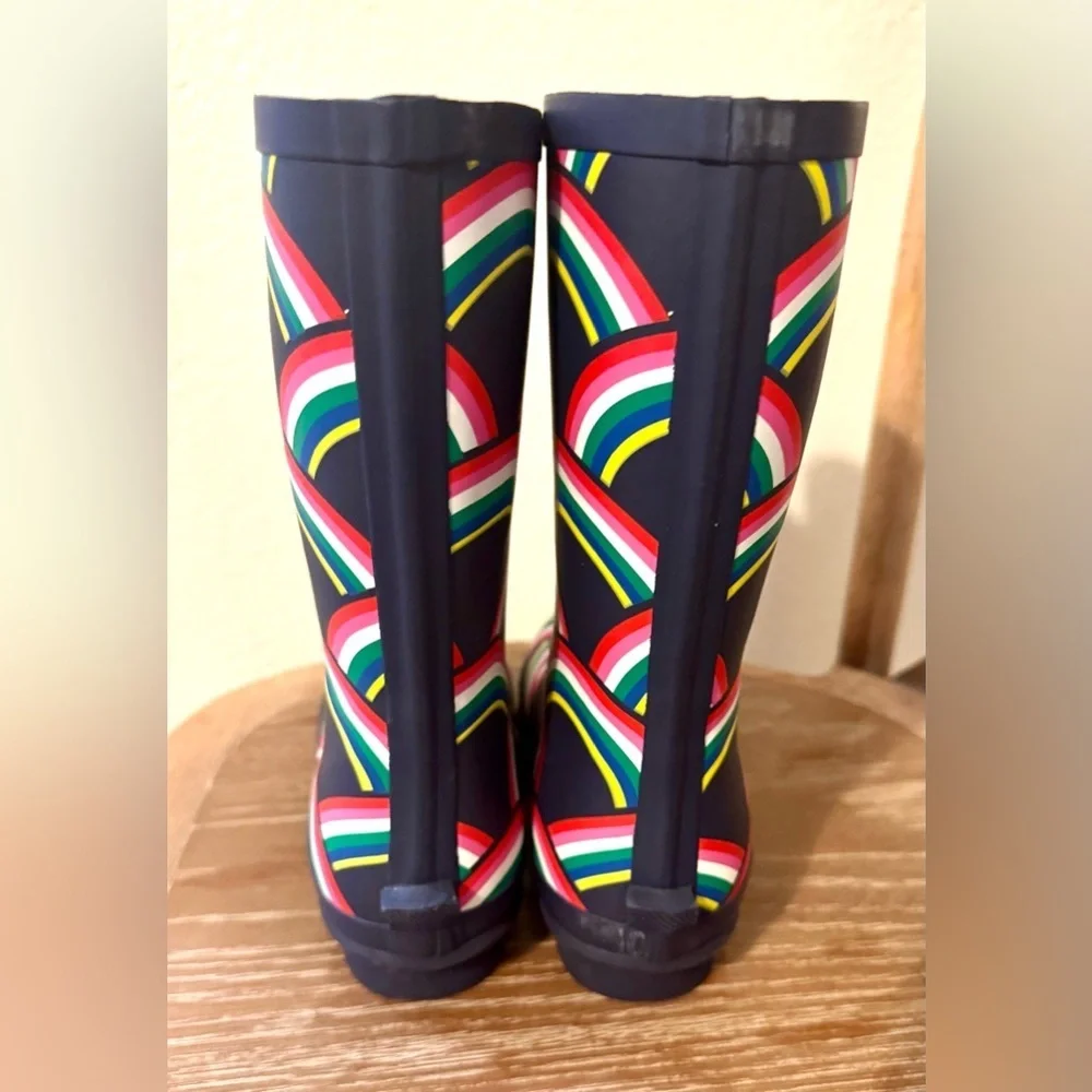 Mini Boden Navy Boots with Colorful Stripes